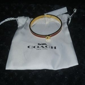 F39599 Coach PinkGold Hinged Bangle Iconic Glitter